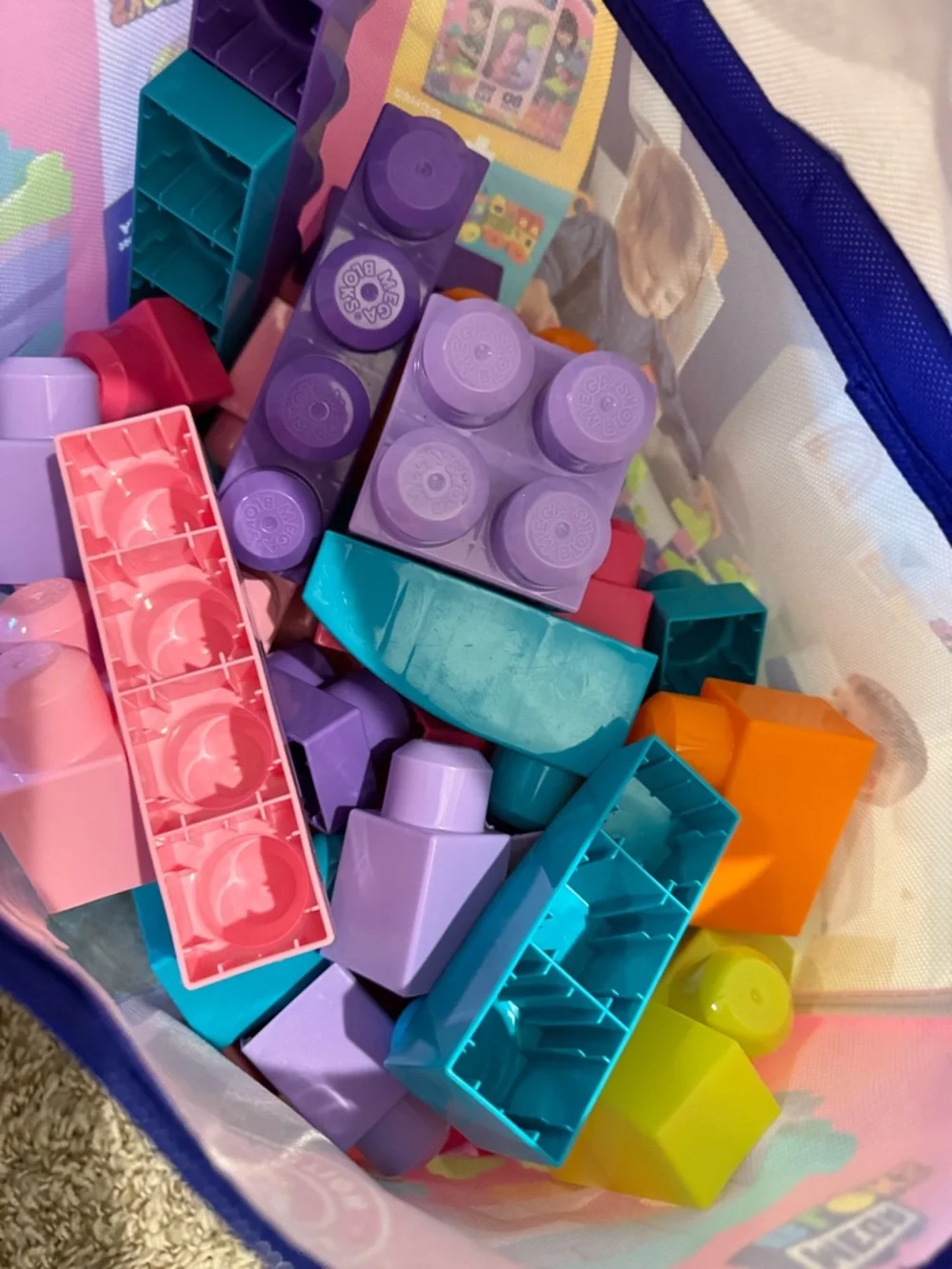 Fisher-Price Mega Bloks Pink Multicolor 80-Piece Building Bag